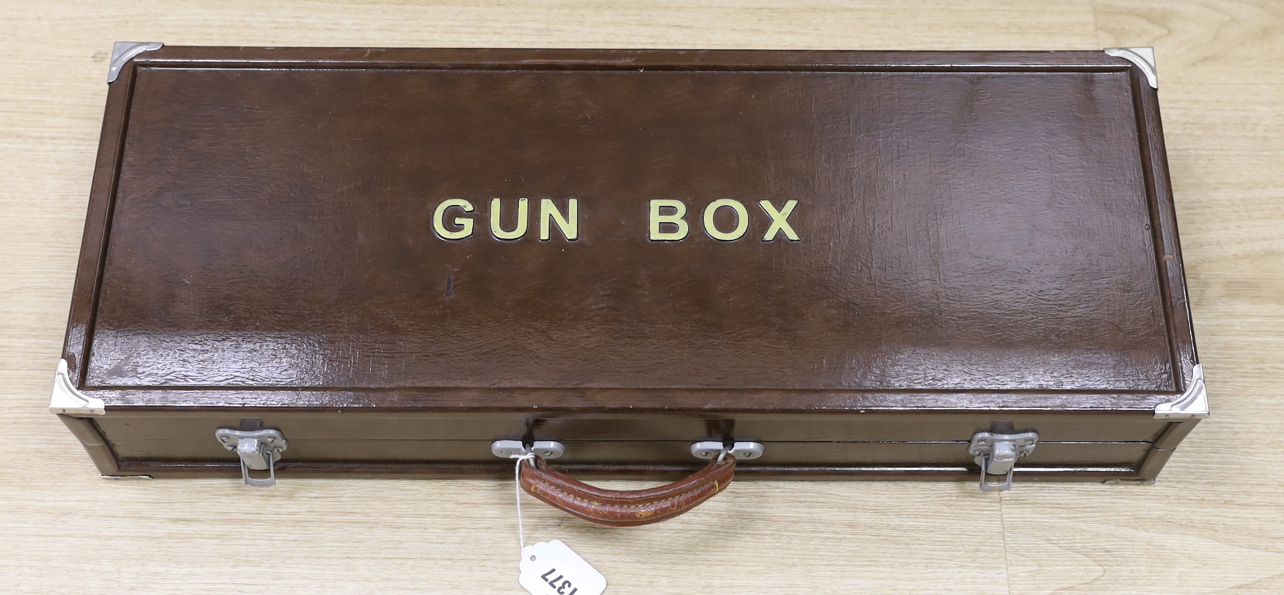 A gun box, 67cm long, 15.5cm deep